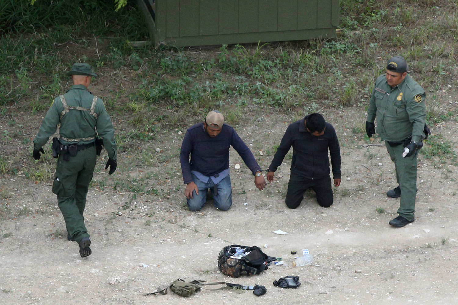 Border Patrol agents apprehend people who illegally crossed the border from Mexico into the U.S. in the Rio Grande Valley sector, near Falfurrias, Texas. U.S. President Donald Trump officially signed a memorandum April 4 to deploy the National Guard to the southwest border.